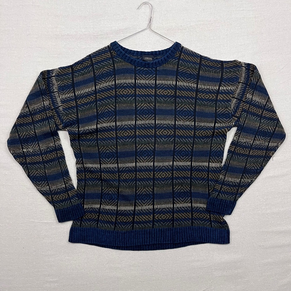 Vintage Cambridge Classics Crew‎ Neck Geometric Pattern Long Sleeve Knit Sweater